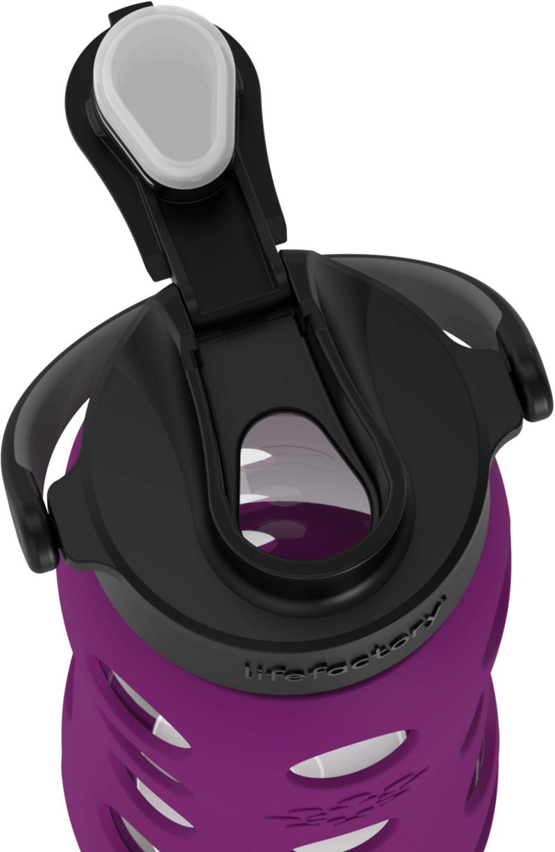 Lifefactory 22-Ounce Glass Water Bottle with Active Flip Cap and Protective Silicone Sleeve, Plum - Image 3